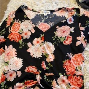 Black and floral blouse